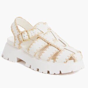 LOEFFLER RANDALL  Cream Leather Talia Platform Fisherman Sandal sz. 8.5